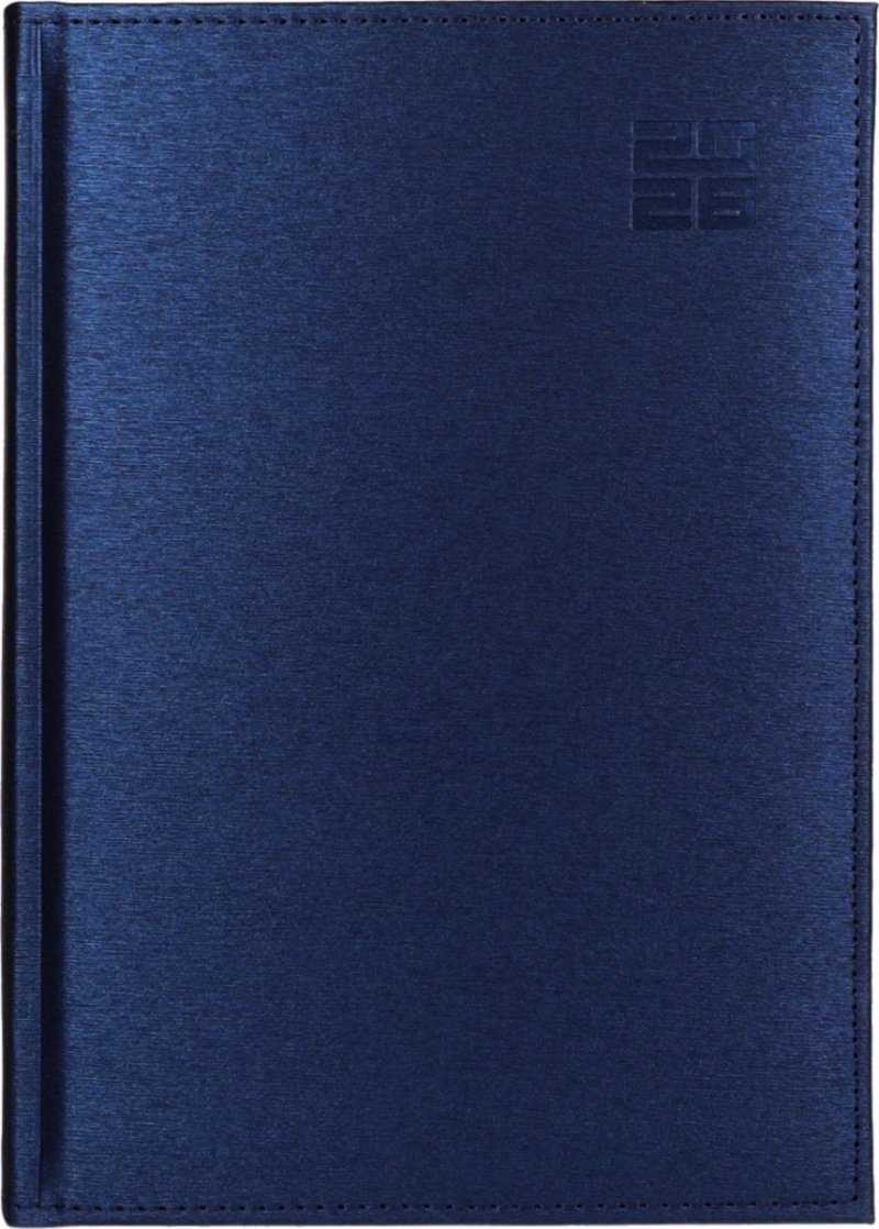 Kalendarz książkowy 2026 B5 tygodniowy papier biały drukowane registry oprawa ALUMINIUM granatowa