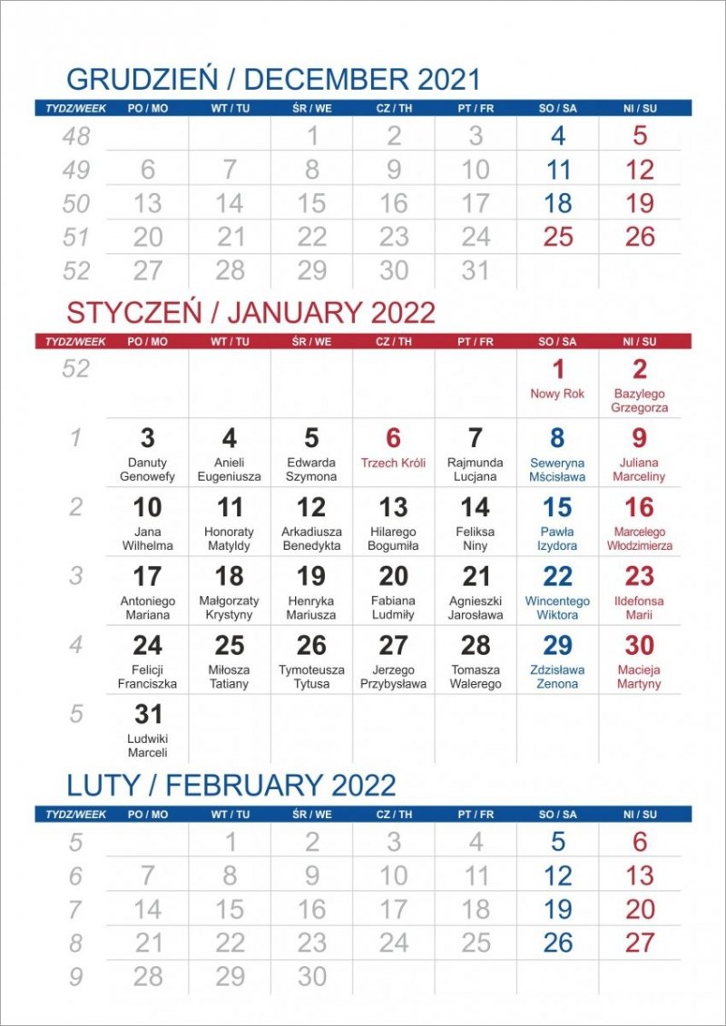 Kalendarz biurkowy z notesem i znacznikami TOP 3-miesięczny 2022 bordowy