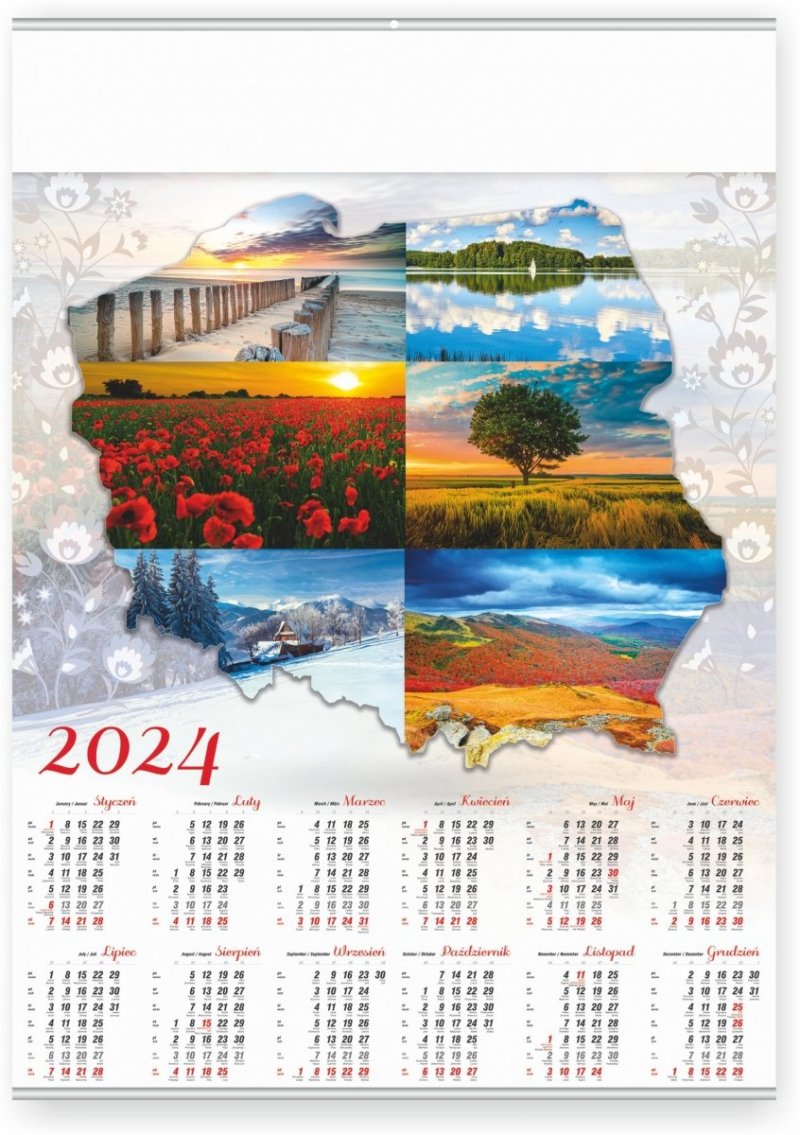 Kalendarz do powieszenia na ścianie na rok 2024