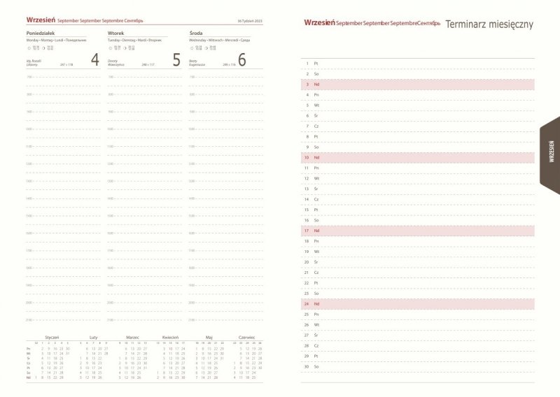 kalendarz dla pedagogów dzienny z terminarzem miesięcznym