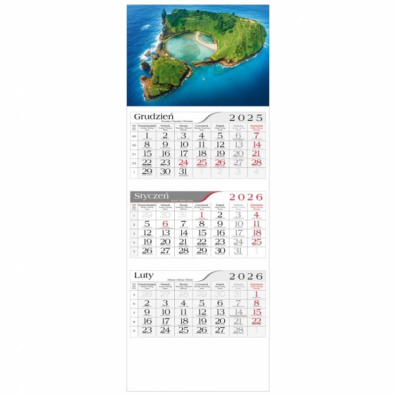 główka do kalendarza 3-dzielnego na ścianę