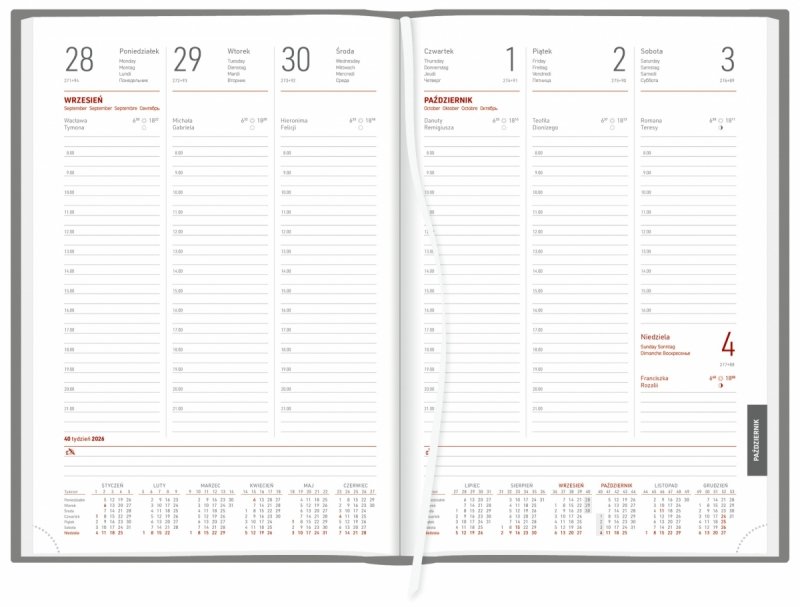 blok kalendarza A4 tygodniowego, papier biały