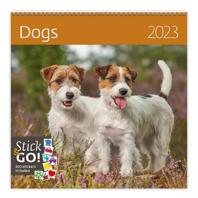 Kalendarz ścienny wieloplanszowy Dogs 2023 z naklejkami - okładka