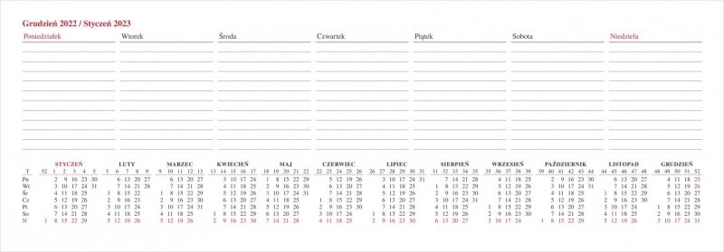 Kalendarz biurkowy stojąco-leżący LUX 2023 VIVELLA - kartka z kalendarza