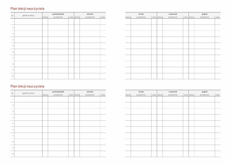 kalendarz dla nauczyciela - plan lekcji nauczyciela