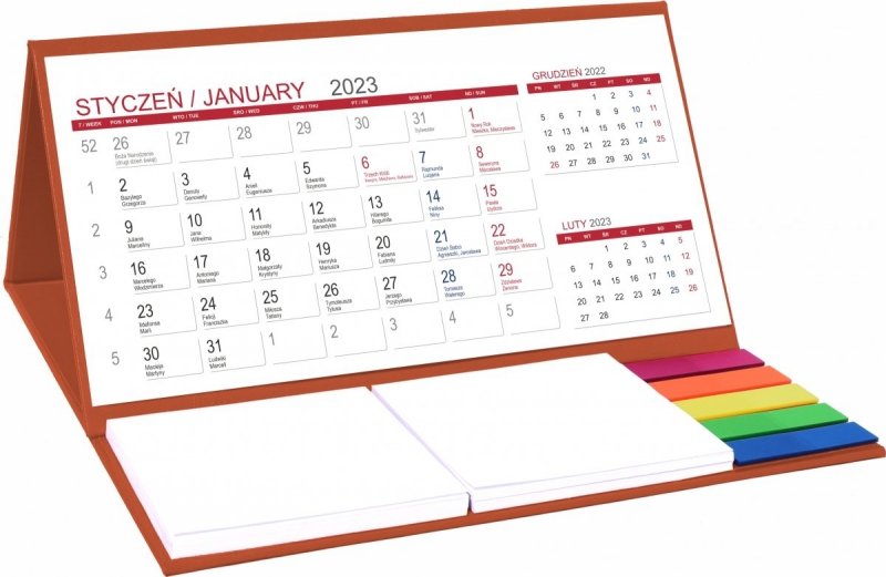 Kalendarz biurkowy z notesami i znacznikami MIDI 3-miesięczny 2023