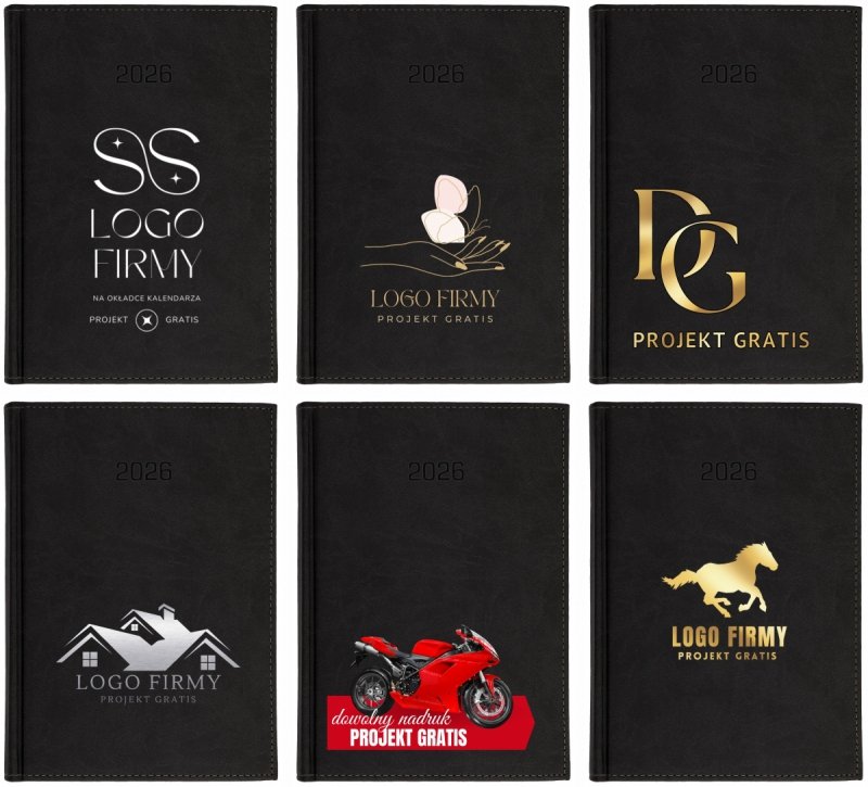 przykładowe wzory okładki z logo do kalendarza A4 na rok 2026