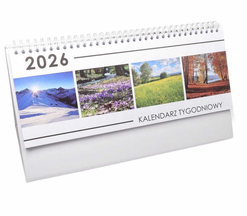 Kalendarz biurkowy stojący na podstawce TYGODNIOWY PREMIUM 2026 biały