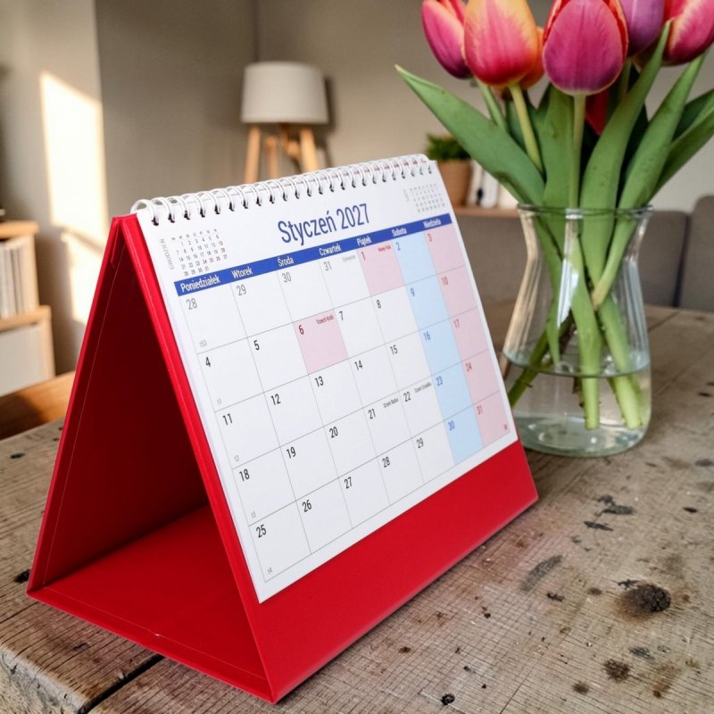 Kalendarz 2027 PLANO stojący na twardej podstawce