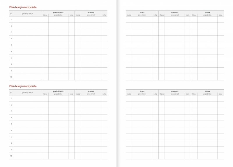 kalendarz dla nauczyciela - plan lekcji nauczyciela