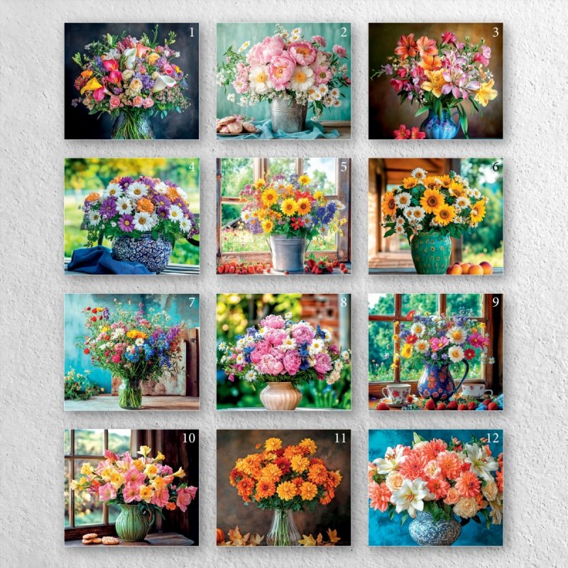 Kalendarz ścienny wieloplanszowy A4 BUKIETY 2026