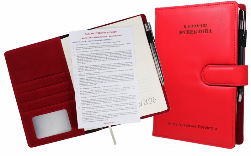 kalendarz dla dyrektora szkoły na rok 2025/2026 w oprawie wymiennej z kieszeniami