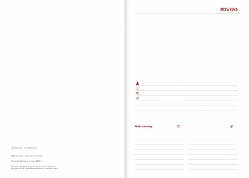 Kalendarz DYREKTORA SZKOŁY 2025/2026 A5 dzienny papier biały NEBRASKA granatowa Z ZAMYKANIEM NA GUMKĘ