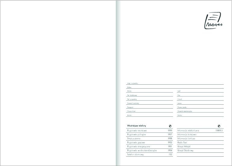 Notes A5 papier biały w kratkę z miejscem na datę - dane personalne