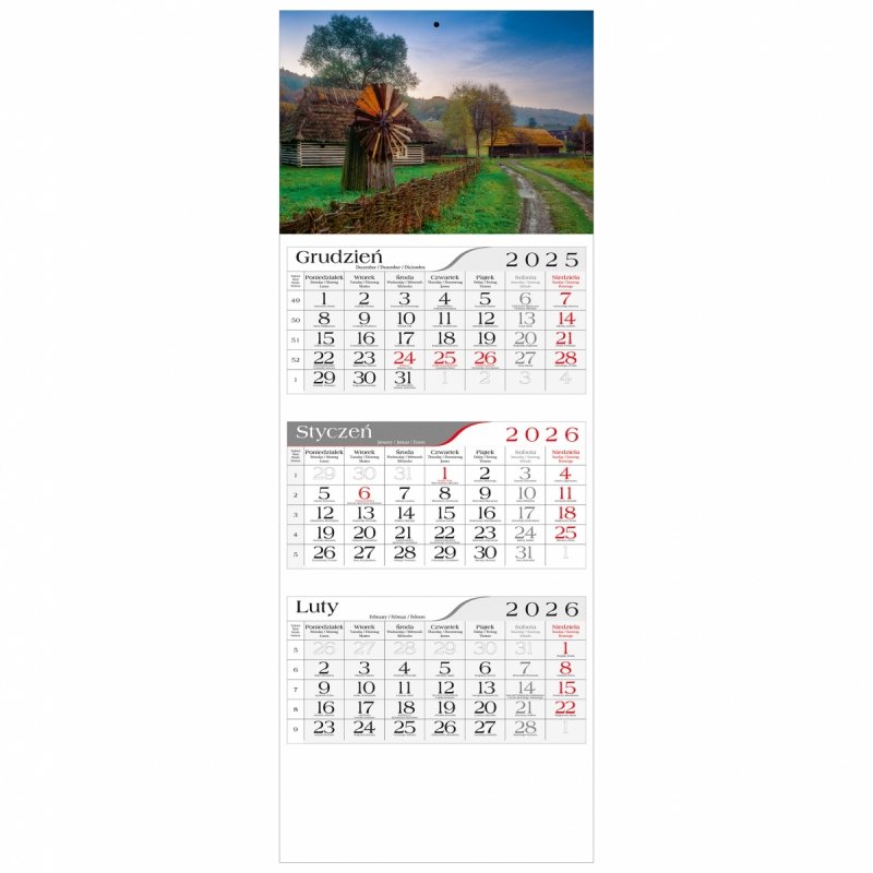 główka do kalendarza 3-dzielnego na ścianę
