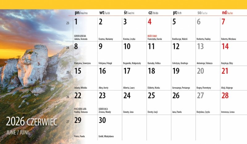 kalendarz na rok 2026 do biura