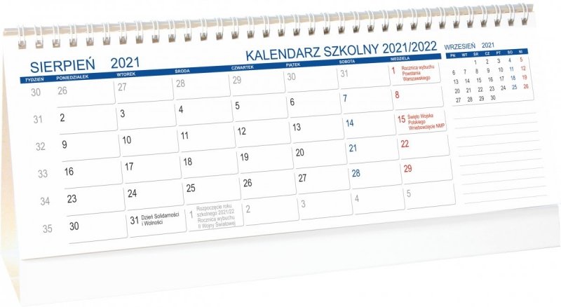 Kalendarz biurkowy na rok szkolny 2021/2022