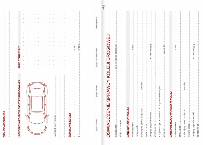 wspólne oświadczenie o zdarzeniu drogowym w kalendarzu dyrektora