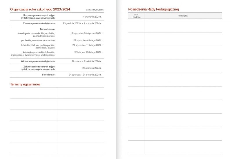 Kalendarz nauczyciela 2023/2024 B6 tygodniowy oprawa  PCV FLEX KWIATY