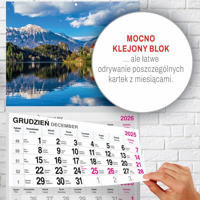 Kalendarz TRÓJDZIELNY PREMIUM 2026 WIDOK