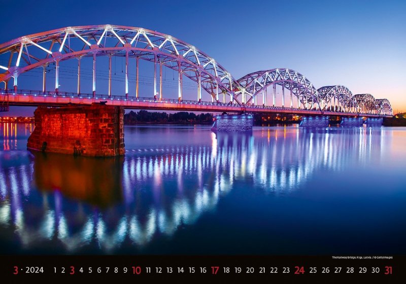 Kalendarz ścienny wieloplanszowy Bridges 2024 - marzec 2024