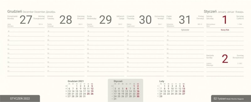  Kalendarz biurkowy tygodniowy na rok szkolny 2021/2022 PREMIUM zielony