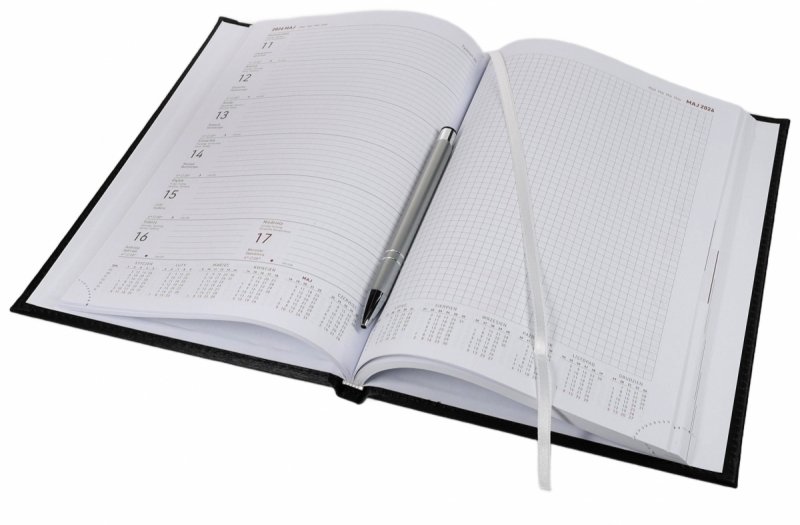 Kalendarz książkowy 2026 B5 TYGODNIOWY Z NOTESEM papier biały drukowane registry VIVELLA EXCLUSIVE czerwona