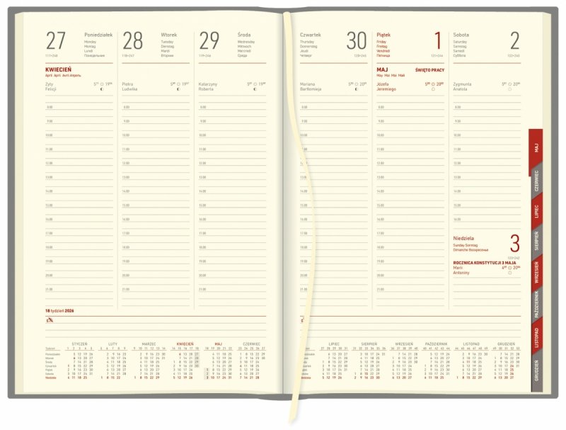 blok kalendarza A4 tygodniowego, papier chamois