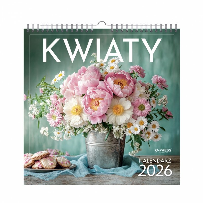 Kalendarz ścienny wieloplanszowy 33x33 cm KWIATY 2026