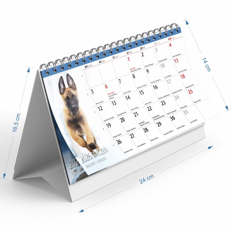 wymiary kalendarza na rok 2026