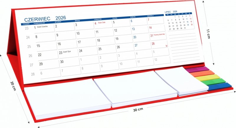 wymiary kalendarza biurkowego szkolnego dla ucznia na rok 2026/27