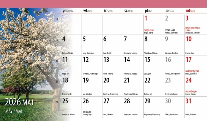 kalendarz do postawienia na biurko na rok 2026