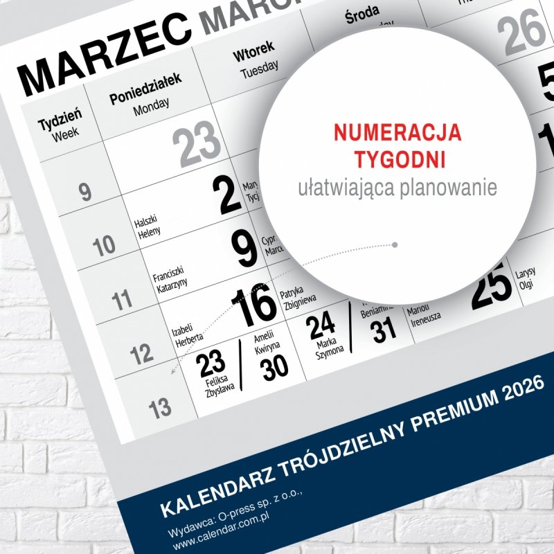 Kalendarz TRÓJDZIELNY PREMIUM 2026 PIES