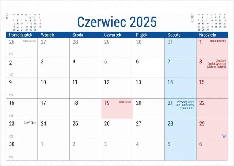 Kalendarz na biurko - czerwiec 2025
