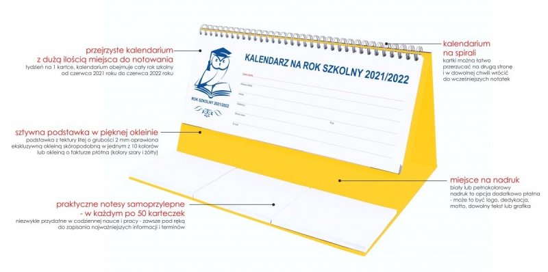 Kalendarz stojący na biurko tygodniowy na rok szkolny 2021/2022