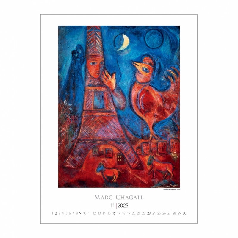 Kalendarz ścienny wieloplanszowy  Marc Chagall 2025 - listopad 2025