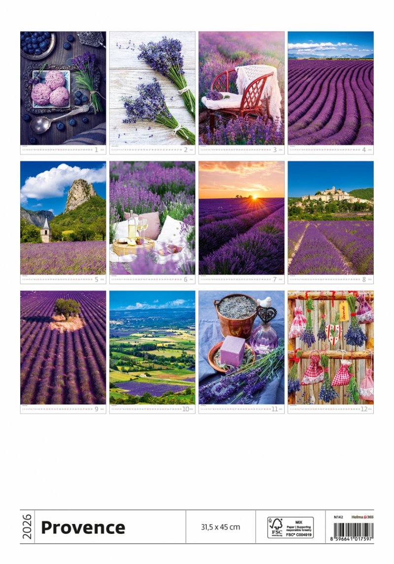 N142 Kalendarz ścienny wieloplanszowy Provence 2026