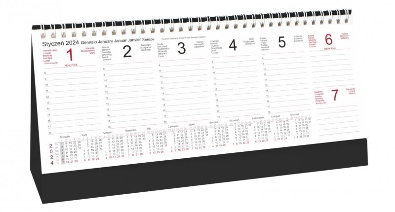 Kalendarz biurkowy stojący POZIOMY TYGODNIOWY 2024