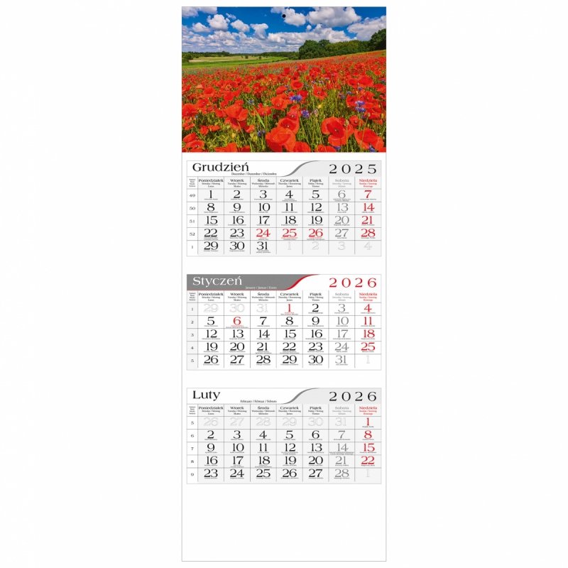 główka do kalendarza 3-dzielnego na ścianę