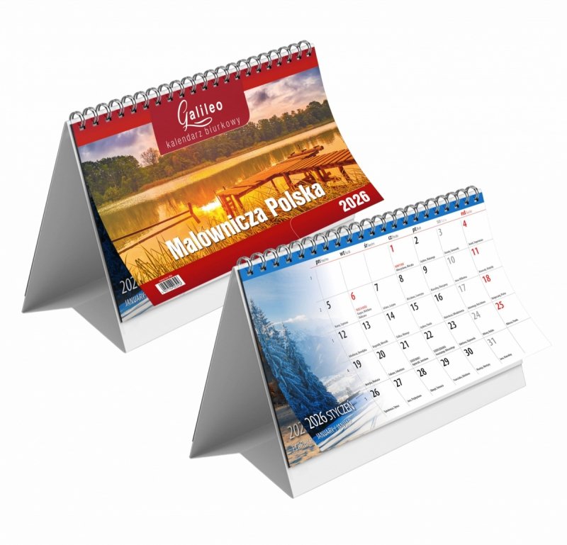 kalendarz na biurko na podstawce kartonowej