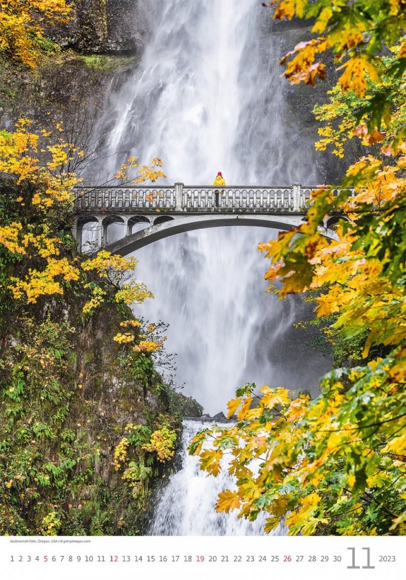 Kalendarz ścienny wieloplanszowy Waterfalls 2023 - listopad 2023