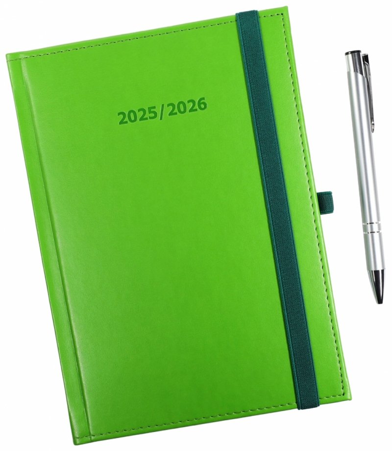kalendarz nauczyciela na rok szkolny 2025/2026 w oprawie Nebraska z zamykaniem na gumkę i długopisem  