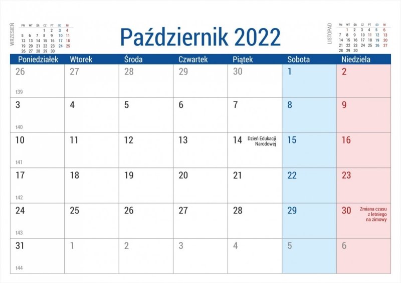 Kalendarz biurkowy stojący na podstawce PLANO 2022 pomarańczowy