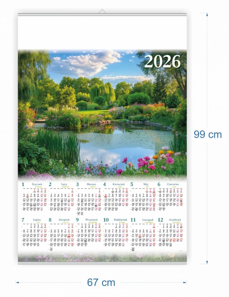 wymiary kalendarza plakatowego do powieszenia na ścianę