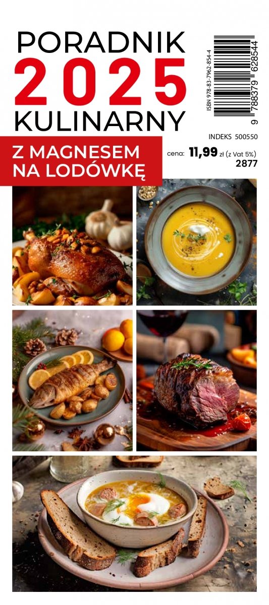 Kalendarz ścienny tygodniowy PORADNIK KULINARNY z magnesem na lodówkę 2025