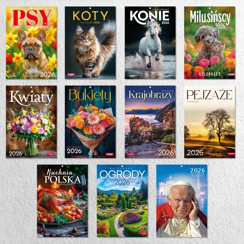 Kalendarz ścienny wieloplanszowy A4 PSY 2026