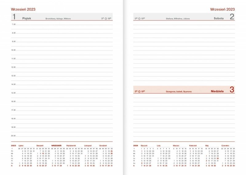 Kalendarz nauczyciela 2023/2024 A5 dzienny z długopisem oprawa zamykana na gumkę NEBRASKA czarna (gumki czerwone) - BRATKI Z DEDYKACJĄ