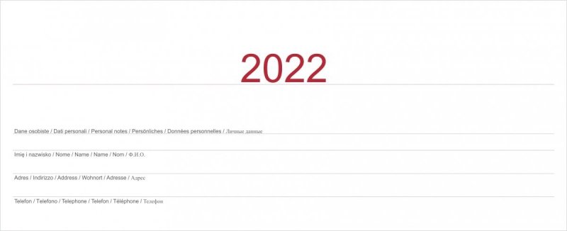 Kalendarz biurkowy TYGODNIOWY Z PIÓRNIKIEM 2022 bordowy