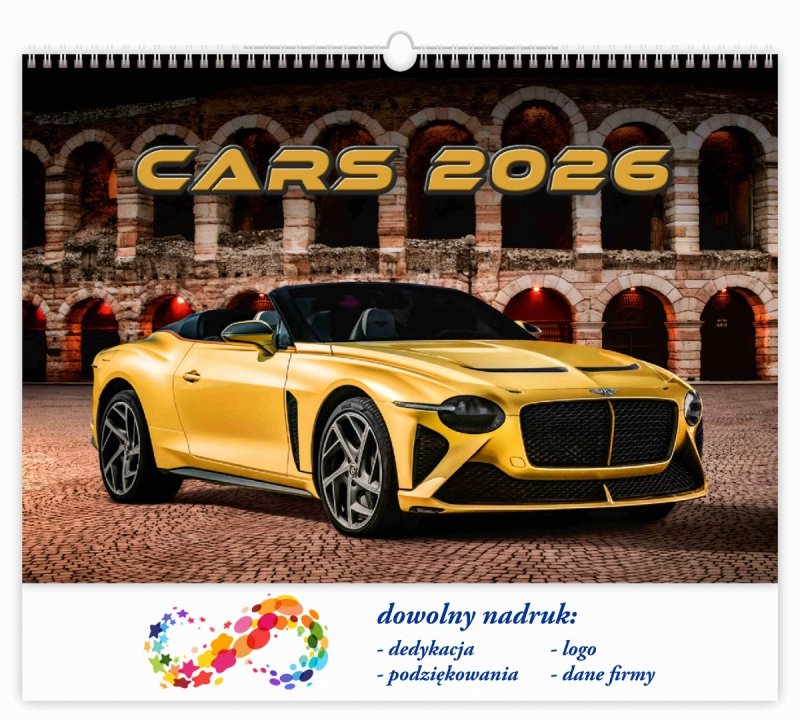 H22 Kalendarz ścienny wieloplanszowy Cars 2026 Z NADRUKIEM