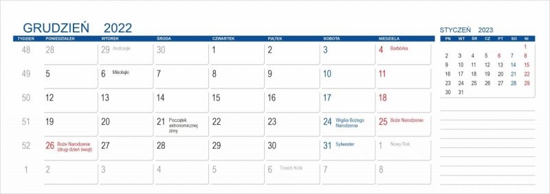Kalendarium do kalendarza szkolnego MAXI - grudzień 2022